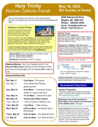 Sunday, May 18, 2025 - Fifth Sunday of Easter